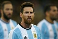 MELBOURNE, AUSTRALIA - JUNE 09:  Lionel Messi of Argentia walks from the ground at half time during the Brasil Global Tour match between Brazil and Argentina at Melbourne Cricket Ground on June 9, 2017 in Melbourne, Australia.  (Photo by Darrian Traynor/Getty Images for ICC)